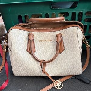 Michael Kors Beige and Brown Satchel